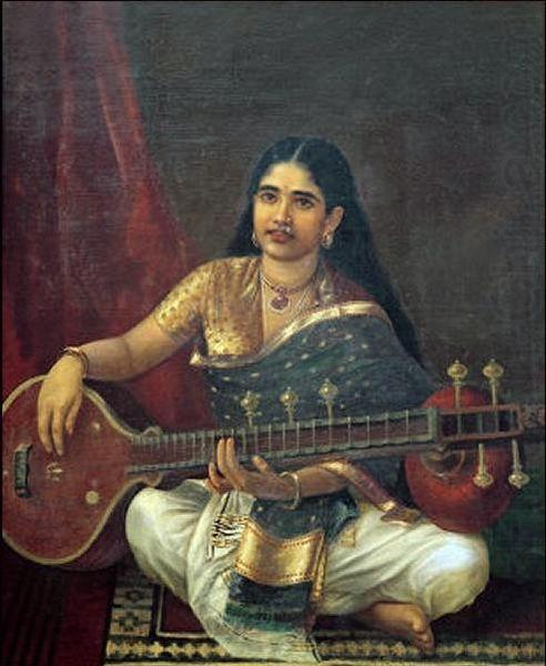 Raja Ravi Varma Woman with Veena china oil painting image